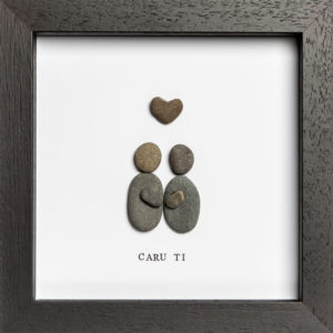 Caru Ti Pebble Art Frame, Welsh for 'I love you"