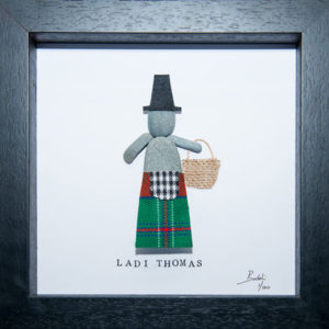 Pebble Art figure in Thomas Tartan