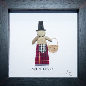 Pebble Art figure in Williams Tartan